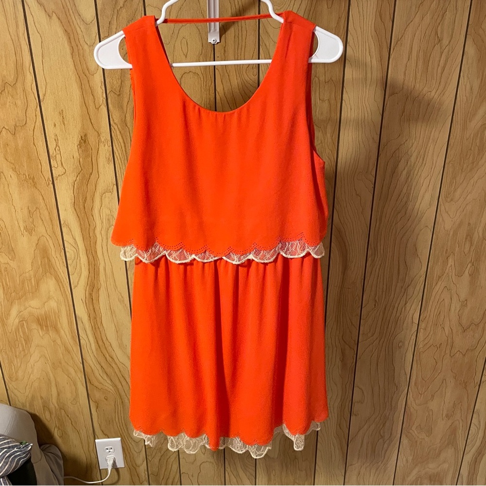 Ya Los Angeles neon dress with lace trim